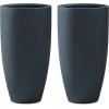 imageKante 236quot H Pure White Concrete Tall Planters Set of 2 Large Outdoor Indoor Decorative Plant Pots with Drainage Hole and Rubber Plug Modern Style for Home and GardenCharcoal