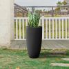 imageKante 236quot H Pure White Concrete Tall Planters Set of 2 Large Outdoor Indoor Decorative Plant Pots with Drainage Hole and Rubber Plug Modern Style for Home and GardenBlack