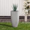 imageKante 236quot H Pure White Concrete Tall Planters Set of 2 Large Outdoor Indoor Decorative Plant Pots with Drainage Hole and Rubber Plug Modern Style for Home and GardenNatural Concrete
