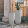 imageKante 236quot H Pure White Concrete Tall Planters Set of 2 Large Outdoor Indoor Decorative Plant Pots with Drainage Hole and Rubber Plug Modern Style for Home and GardenNatural Concrete