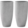 imageKante 236quot H Pure White Concrete Tall Planters Set of 2 Large Outdoor Indoor Decorative Plant Pots with Drainage Hole and Rubber Plug Modern Style for Home and GardenNatural Concrete