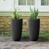 imageKante 236quot H Pure White Concrete Tall Planters Set of 2 Large Outdoor Indoor Decorative Plant Pots with Drainage Hole and Rubber Plug Modern Style for Home and GardenBlack