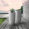 imageKante 236quot H Pure White Concrete Tall Planters Set of 2 Large Outdoor Indoor Decorative Plant Pots with Drainage Hole and Rubber Plug Modern Style for Home and GardenNatural Concrete