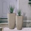 imageKante 236quot H Pure White Concrete Tall Planters Set of 2 Large Outdoor Indoor Decorative Plant Pots with Drainage Hole and Rubber Plug Modern Style for Home and GardenWeathered Concrete