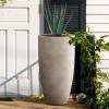 imageKante 236quot H Pure White Concrete Tall Planters Set of 2 Large Outdoor Indoor Decorative Plant Pots with Drainage Hole and Rubber Plug Modern Style for Home and GardenWeathered Concrete