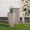 imageKante 236quot H Pure White Concrete Tall Planters Set of 2 Large Outdoor Indoor Decorative Plant Pots with Drainage Hole and Rubber Plug Modern Style for Home and GardenWeathered Concrete