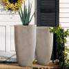 imageKante 236quot H Pure White Concrete Tall Planters Set of 2 Large Outdoor Indoor Decorative Plant Pots with Drainage Hole and Rubber Plug Modern Style for Home and GardenWeathered Concrete