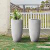 imageKante 236quot H Pure White Concrete Tall Planters Set of 2 Large Outdoor Indoor Decorative Plant Pots with Drainage Hole and Rubber Plug Modern Style for Home and GardenNatural Concrete