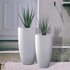 imageKante 236quot H Pure White Concrete Tall Planters Set of 2 Large Outdoor Indoor Decorative Plant Pots with Drainage Hole and Rubber Plug Modern Style for Home and GardenPure White