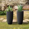 imageKante 236quot H Pure White Concrete Tall Planters Set of 2 Large Outdoor Indoor Decorative Plant Pots with Drainage Hole and Rubber Plug Modern Style for Home and GardenBlack