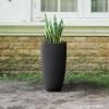 imageKante 236quot H Pure White Concrete Tall Planters Set of 2 Large Outdoor Indoor Decorative Plant Pots with Drainage Hole and Rubber Plug Modern Style for Home and GardenBlack