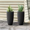 imageKante 236quot H Pure White Concrete Tall Planters Set of 2 Large Outdoor Indoor Decorative Plant Pots with Drainage Hole and Rubber Plug Modern Style for Home and GardenBlack