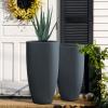 imageKante 236quot H Pure White Concrete Tall Planters Set of 2 Large Outdoor Indoor Decorative Plant Pots with Drainage Hole and Rubber Plug Modern Style for Home and GardenCharcoal