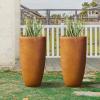 imageKante 236quot H Pure White Concrete Tall Planters Set of 2 Large Outdoor Indoor Decorative Plant Pots with Drainage Hole and Rubber Plug Modern Style for Home and GardenIron Oxide