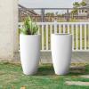 imageKante 236quot H Pure White Concrete Tall Planters Set of 2 Large Outdoor Indoor Decorative Plant Pots with Drainage Hole and Rubber Plug Modern Style for Home and GardenPure White