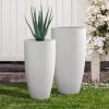 imageKante 236quot H Pure White Concrete Tall Planters Set of 2 Large Outdoor Indoor Decorative Plant Pots with Drainage Hole and Rubber Plug Modern Style for Home and GardenPure White