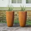 imageKante 236quot H Pure White Concrete Tall Planters Set of 2 Large Outdoor Indoor Decorative Plant Pots with Drainage Hole and Rubber Plug Modern Style for Home and GardenIron Oxide