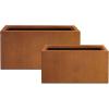 imageKante 236quot L Rectangular Concrete Planters Outdoor Indoor Modern Plant Pot with Drainage Hole and Rubber Plug for Garden Patio Pure White FinishFaux Weathering Steel