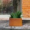 imageKante 236quot L Rectangular Concrete Planters Outdoor Indoor Modern Plant Pot with Drainage Hole and Rubber Plug for Garden Patio Pure White FinishFaux Weathering Steel