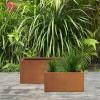 imageKante 236quot L Rectangular Concrete Planters Outdoor Indoor Modern Plant Pot with Drainage Hole and Rubber Plug for Garden Patio Pure White FinishFaux Weathering Steel