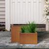 imageKante 236quot L Rectangular Concrete Planters Outdoor Indoor Modern Plant Pot with Drainage Hole and Rubber Plug for Garden Patio Pure White FinishFaux Weathering Steel