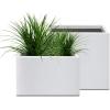 imageKante 236quot L Rectangular Concrete Planters Outdoor Indoor Modern Plant Pot with Drainage Hole and Rubber Plug for Garden Patio Pure White FinishWhite