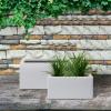 imageKante 236quot L Rectangular Concrete Planters Outdoor Indoor Modern Plant Pot with Drainage Hole and Rubber Plug for Garden Patio Pure White FinishWhite