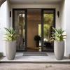 imageKante 24 Inch Tall Round Concrete Planter Large Indoor Outdoor Plant Pots with Drainage Hole and Rubber Plug Modern Decorative Garden Pots for Home Patio Porch CharcoalWeathered Concrete