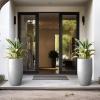 imageKante 24 Inch Tall Round Concrete Planter Large Indoor Outdoor Plant Pots with Drainage Hole and Rubber Plug Modern Decorative Garden Pots for Home Patio Porch CharcoalNatural Concrete