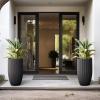 imageKante 24 Inch Tall Round Concrete Planter Large Indoor Outdoor Plant Pots with Drainage Hole and Rubber Plug Modern Decorative Garden Pots for Home Patio Porch CharcoalTextured Black