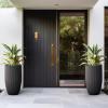 imageKante 24 Inch Tall Round Concrete Planter Large Indoor Outdoor Plant Pots with Drainage Hole and Rubber Plug Modern Decorative Garden Pots for Home Patio Porch CharcoalTextured Black