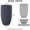 imageKante 24 Inch Tall Round Concrete Planter Large Indoor Outdoor Plant Pots with Drainage Hole and Rubber Plug Modern Decorative Garden Pots for Home Patio Porch CharcoalTextured Charcoal