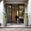 imageKante 24 Inch Tall Round Concrete Planter Large Indoor Outdoor Plant Pots with Drainage Hole and Rubber Plug Modern Decorative Garden Pots for Home Patio Porch CharcoalTextured Weathered Concrete