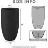 imageKante 24 Inch Tall Round Concrete Planter Large Indoor Outdoor Plant Pots with Drainage Hole and Rubber Plug Modern Decorative Garden Pots for Home Patio Porch CharcoalBlack