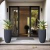 imageKante 24 Inch Tall Round Concrete Planter Large Indoor Outdoor Plant Pots with Drainage Hole and Rubber Plug Modern Decorative Garden Pots for Home Patio Porch CharcoalTextured Charcoal