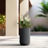 imageKante Tall Fulted Planter 177 Inch Tall Round Concrete Plant Pots with Drainage Hole and Rubber Plug Modern Decor for Indoor Outdoor Plants Flower WhiteBlack
