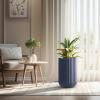 imageKante Tall Fulted Planter 177 Inch Tall Round Concrete Plant Pots with Drainage Hole and Rubber Plug Modern Decor for Indoor Outdoor Plants Flower WhiteDark Blue