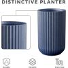 imageKante Tall Fulted Planter 177 Inch Tall Round Concrete Plant Pots with Drainage Hole and Rubber Plug Modern Decor for Indoor Outdoor Plants Flower WhiteDark Blue