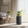 imageKante Tall Fulted Planter 177 Inch Tall Round Concrete Plant Pots with Drainage Hole and Rubber Plug Modern Decor for Indoor Outdoor Plants Flower WhiteBlack