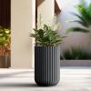 imageKante Tall Fulted Planter 177 Inch Tall Round Concrete Plant Pots with Drainage Hole and Rubber Plug Modern Decor for Indoor Outdoor Plants Flower WhiteBlack