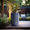 imageKante Tall Fulted Planter 177 Inch Tall Round Concrete Plant Pots with Drainage Hole and Rubber Plug Modern Decor for Indoor Outdoor Plants Flower WhiteDark Blue
