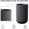imageKante Tall Fulted Planter 177 Inch Tall Round Concrete Plant Pots with Drainage Hole and Rubber Plug Modern Decor for Indoor Outdoor Plants Flower WhiteBlack