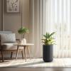 imageKante Tall Fulted Planter 177 Inch Tall Round Concrete Plant Pots with Drainage Hole and Rubber Plug Modern Decor for Indoor Outdoor Plants Flower WhiteBlack