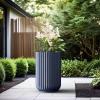 imageKante Tall Fulted Planter 177 Inch Tall Round Concrete Plant Pots with Drainage Hole and Rubber Plug Modern Decor for Indoor Outdoor Plants Flower WhiteDark Blue