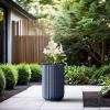 imageKante Tall Fulted Planter 177 Inch Tall Round Concrete Plant Pots with Drainage Hole and Rubber Plug Modern Decor for Indoor Outdoor Plants Flower WhiteDark Blue
