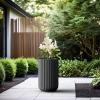 imageKante Tall Fulted Planter 177 Inch Tall Round Concrete Plant Pots with Drainage Hole and Rubber Plug Modern Decor for Indoor Outdoor Plants Flower WhiteBlack