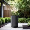 imageKante Tall Fulted Planter 177 Inch Tall Round Concrete Plant Pots with Drainage Hole and Rubber Plug Modern Decor for Indoor Outdoor Plants Flower WhiteBlack
