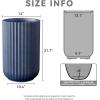 imageKante Tall Fulted Planter 177 Inch Tall Round Concrete Plant Pots with Drainage Hole and Rubber Plug Modern Decor for Indoor Outdoor Plants Flower WhiteDark Blue