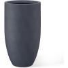 imageKante 24 Inch Tall Round Concrete Planter Large Indoor Outdoor Plant Pots with Drainage Hole and Rubber Plug Modern Decorative Garden Pots for Home Patio Porch CharcoalCharcoal