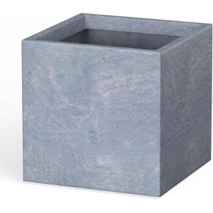 imageKante 10 Inch Square Concrete Planter for Outdoor Indoor Home Patio Garden Large Plant Pot with Drainage Hole and Rubber Plug Pure WhiteLight Gray